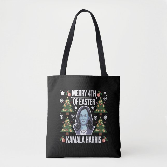 Bolsa Tote Kamala Harris Papais noeis De Natal Feliz 4° Pásco (Frente)