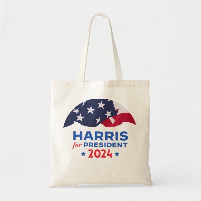 Bolsa Tote Kamala Harris Para O Presidente 2024 American Flag (Frente)