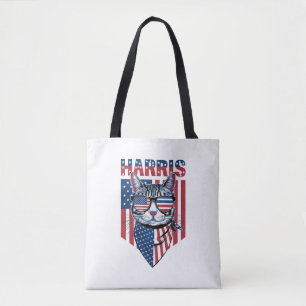 Bolsa Tote Kamala Harris para o Presidente 2024 Gato Engraçad
