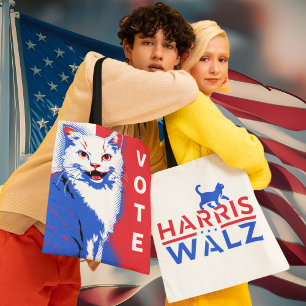Bolsa Tote Kamala Harris Tim Walz Garotas de Gato Sem Filhos