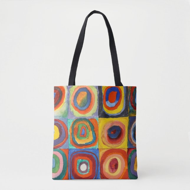 Bolsa Tote Kandinsky - Quadrados com Círculos Concêntricos (Frente)