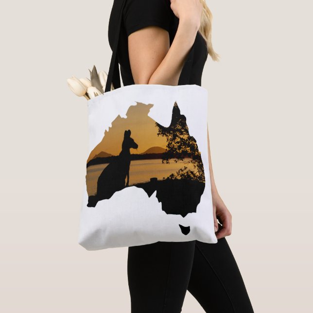 Bolsa Tote Kangaroo Sunset Austrália Preta, Branca e Dourada (Close Up)