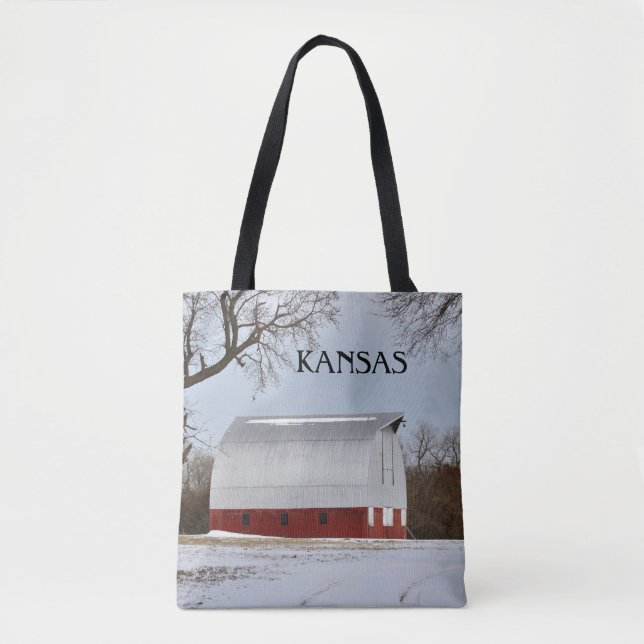 Bolsa Tote Kansas Red Barn e Snow (Frente)