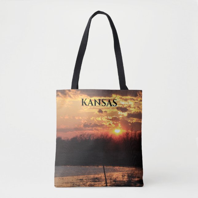 Bolsa Tote Kansas Sunset com Photo Bag de Reflexão. (Frente)