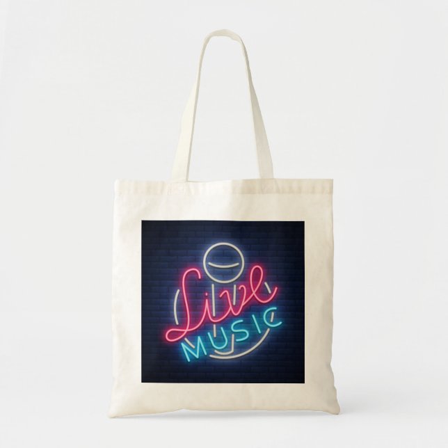 Bolsa Tote Karaoke Neon Lighting Texto Curvo De Arte (Frente)