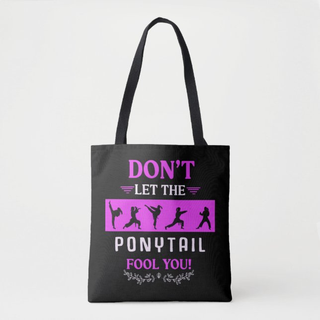 Bolsa Tote Karate Girl Funny Black Belt Taekwondo Luta (Frente)