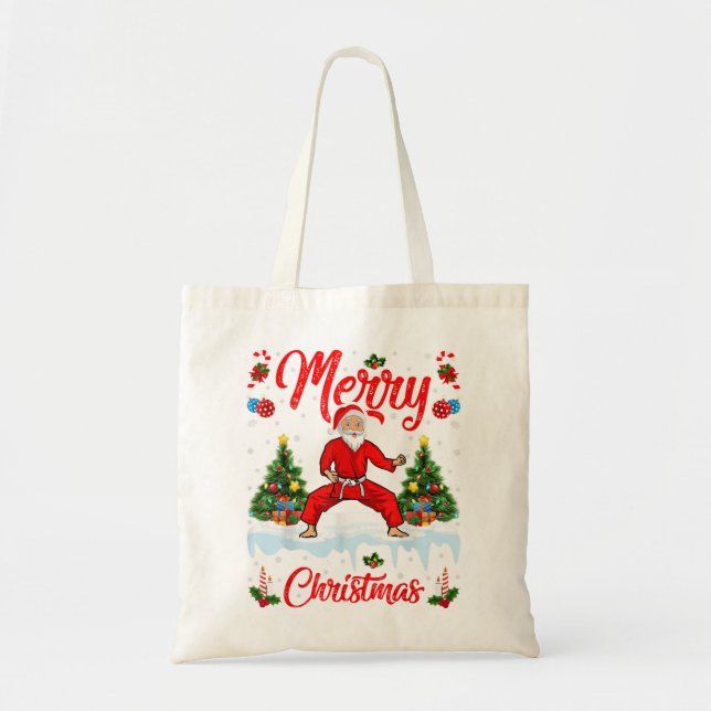 Bolsa Tote Karate Martial Art Lover Xmas Papais noeis Jogando (Frente)