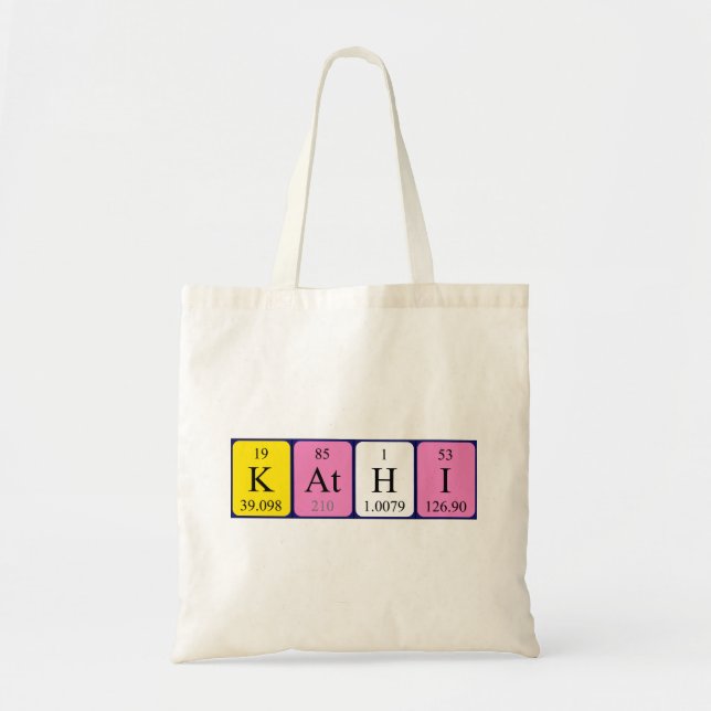 Bolsa Tote Kathi com nome de mesa periódica tote bag (Frente)