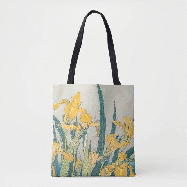 Bolsa Tote Katsushika Hokusai - Gafanhoto e Iris (Frente)