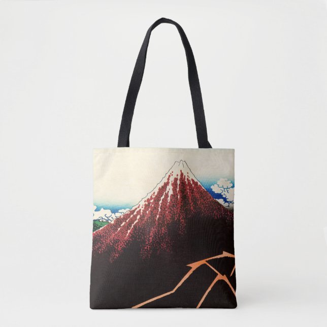 Bolsa Tote Katsushika Hokusai - Relâmpagos abaixo do cume (Frente)