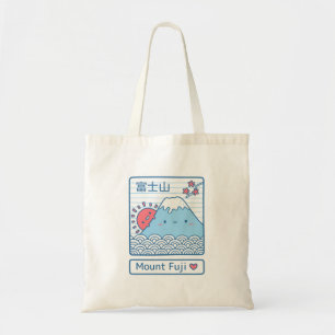 Bolsa Tote Kawaii Amor Monte Fuji e Sol Japão Doodle