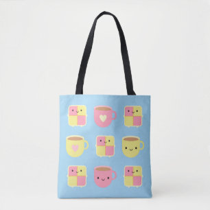 Bolsa Tote Kawaii Battenberg - Taça de Chá