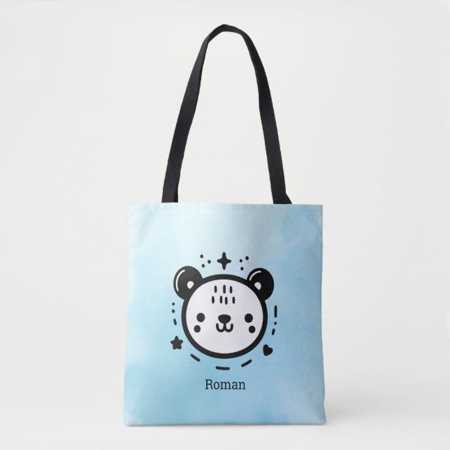 Bolsa Tote Kawaii Bonitinho Urso Face - Kawaii - Arte de Linh (Frente)