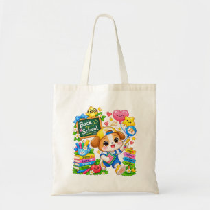 Bolsa Tote Kawaii Cachorrinho de Volta à Escola