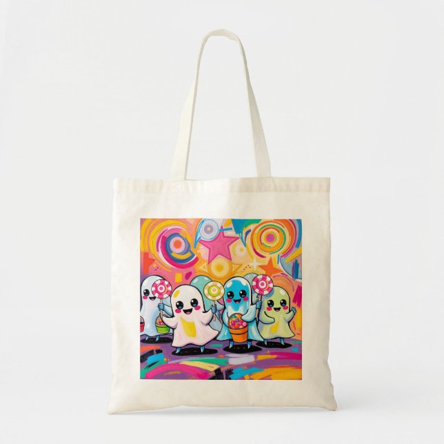 Bolsa Tote Kawaii Candy Parade Cartoon Colorido (Frente)