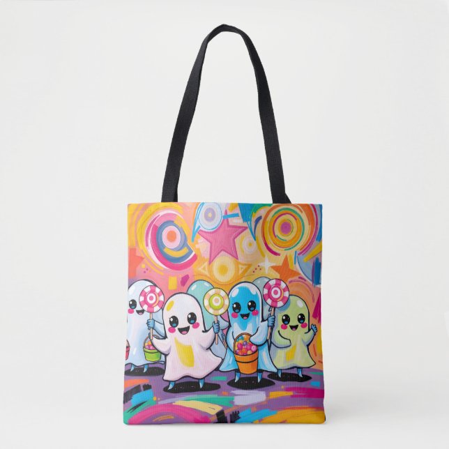 Bolsa Tote Kawaii Candy Parade Cartoon Colorido (Frente)