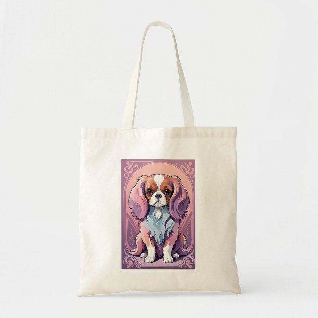 Bolsa Tote Kawaii Cavalier King Charles Pastel Colors  (Frente)