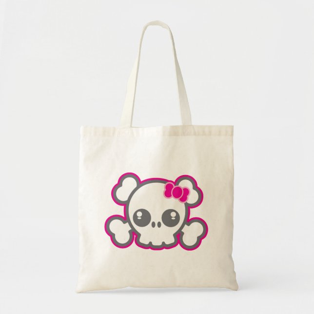 Bolsa Tote Kawaii Cor-de-rosa Boca do Crânio (Frente)