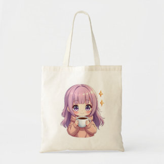 Bolsa Tote Kawaii Cozy Coffee Girl – Pastel Aesthetic sticker