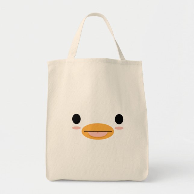 Bolsa Tote Kawaii Duck Tongue "Muito fofo para ser sério." (Frente)