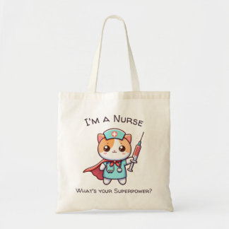 Bolsa Tote Kawaii Enfermando o saco com o gato-enfermeiro sup