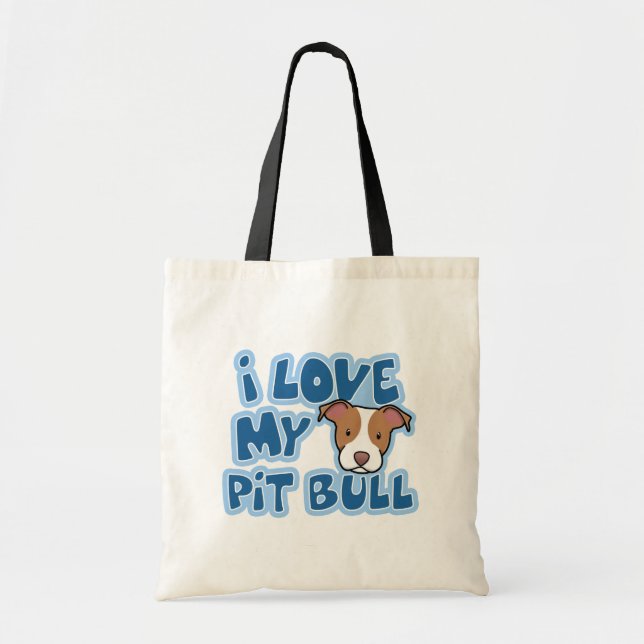 Bolsa Tote Kawaii eu amo meu pitbull (Frente)