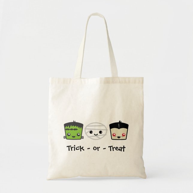 Bolsa Tote Kawaii Frankenstein Mummy Dracula Tote Bag (Frente)