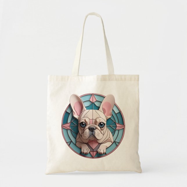 Bolsa Tote Kawaii French Buldogue Pastel Stainel Glass (Frente)