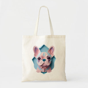 Bolsa Tote Kawaii French Bulldog Pastel Paper Cutando Arte