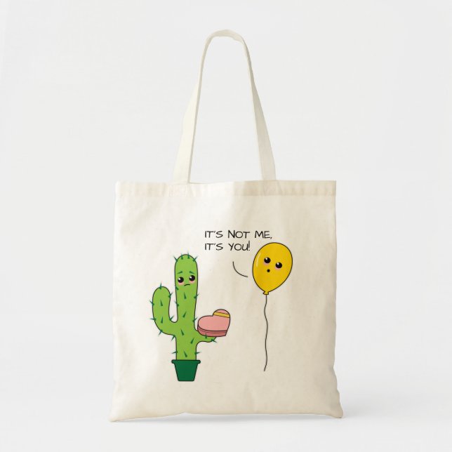 Bolsa Tote Kawaii Funny Cartoon Cactus Compartilhado (Frente)