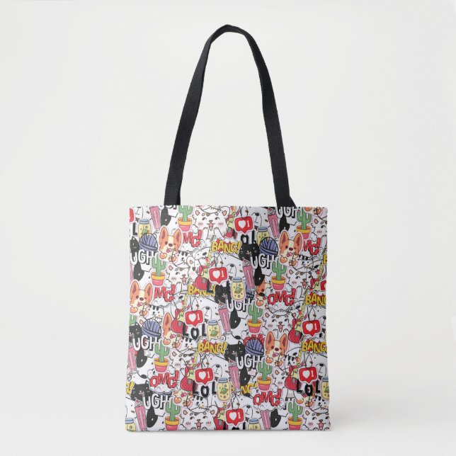 Bolsa Tote kawaii funny pet design - cute animal lover  (Frente)