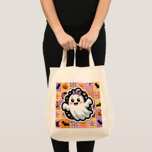 Bolsa Tote Kawaii Ghost Blanket - Ghost de Cartoon de Patchwo