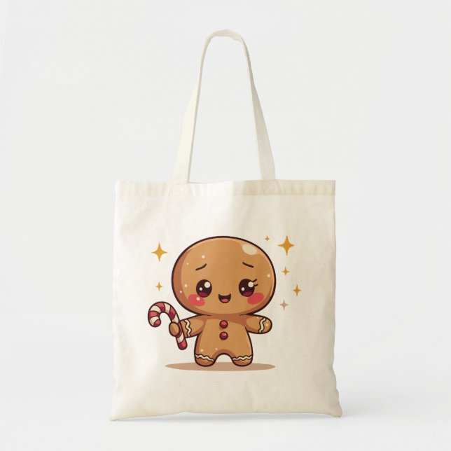Bolsa Tote Kawaii Gingerbread Man Cute Christmas Tote Bag (Frente)