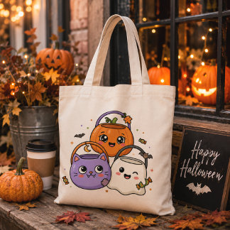 Bolsa Tote Kawaii Halloween Trick or Treat Baskets Tote Bag