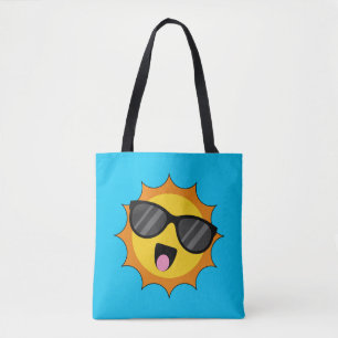 Bolsa Tote Kawaii Happy Sun com óculos escuros