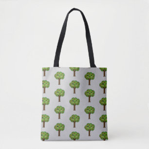 Bolsa Tote Kawaii Happy Winking Apple Tree