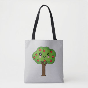 Bolsa Tote Kawaii Happy Winking Apple Tree