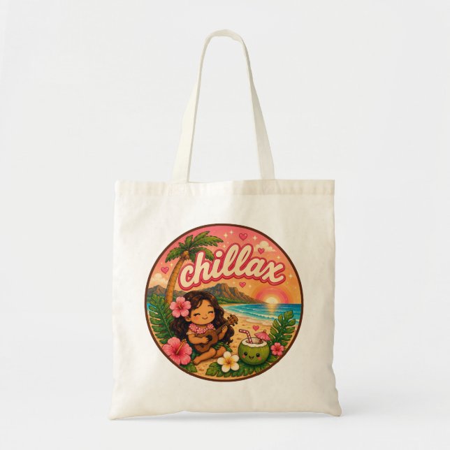 Bolsa Tote Kawaii Havaí - Citação fofa (Frente)
