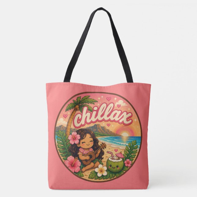 Bolsa Tote Kawaii Havaí - Citação fofa (Verso)