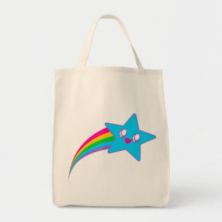 Bolsa Tote Kawaii Rave Neon Estrela Arco-Íris
