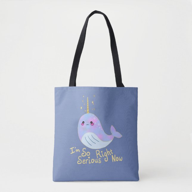 Bolsa Tote Kawaii Serious Narwhal (Frente)