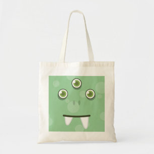 Bolsa Tote Kawaii, um monstro verde, face tote