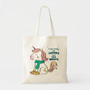Bolsa Tote Kawaii Unicorn Inverno e Hoodies