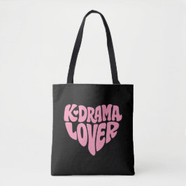 Bolsa Tote Kdrama Lover Pink Heart Typography Simple Black