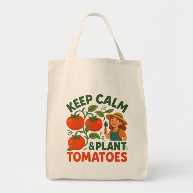 Bolsa Tote Keep Calm & Plant Tomatoes (Frente)