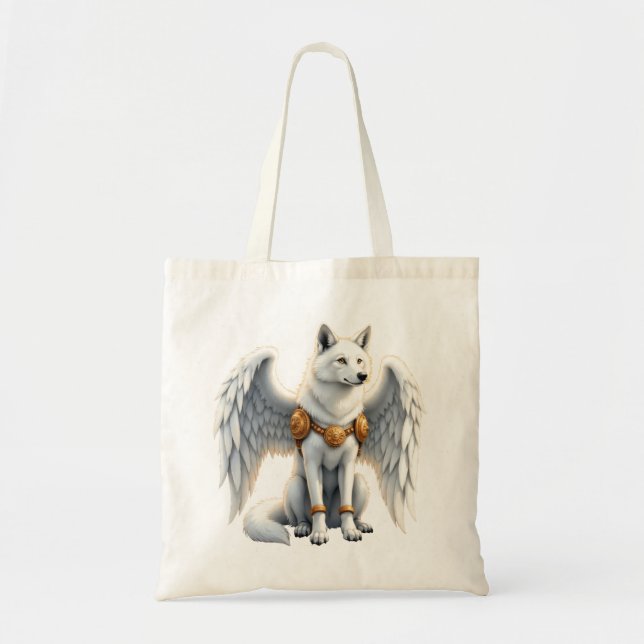 Bolsa Tote Keeper of the Dawn – The White Winged Wolf.  (Frente)