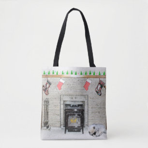 Bolsa Tote Keeshond Christmas Puppy Dog by Lareira Painting