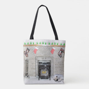 Bolsa Tote Keeshond Christmas Puppy Dog by Lareira Painting