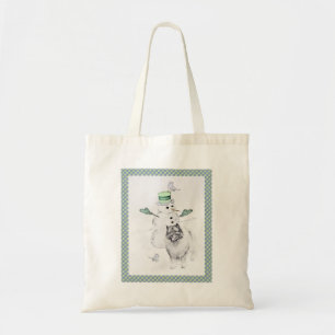 Bolsa Tote Keeshond Christmas Snowman Pinting Art