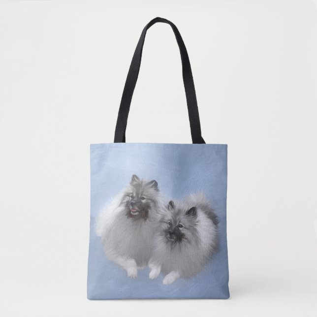 Bolsa Tote Keeshond Pair de Kees pintando Arte Animal Origina (Frente)